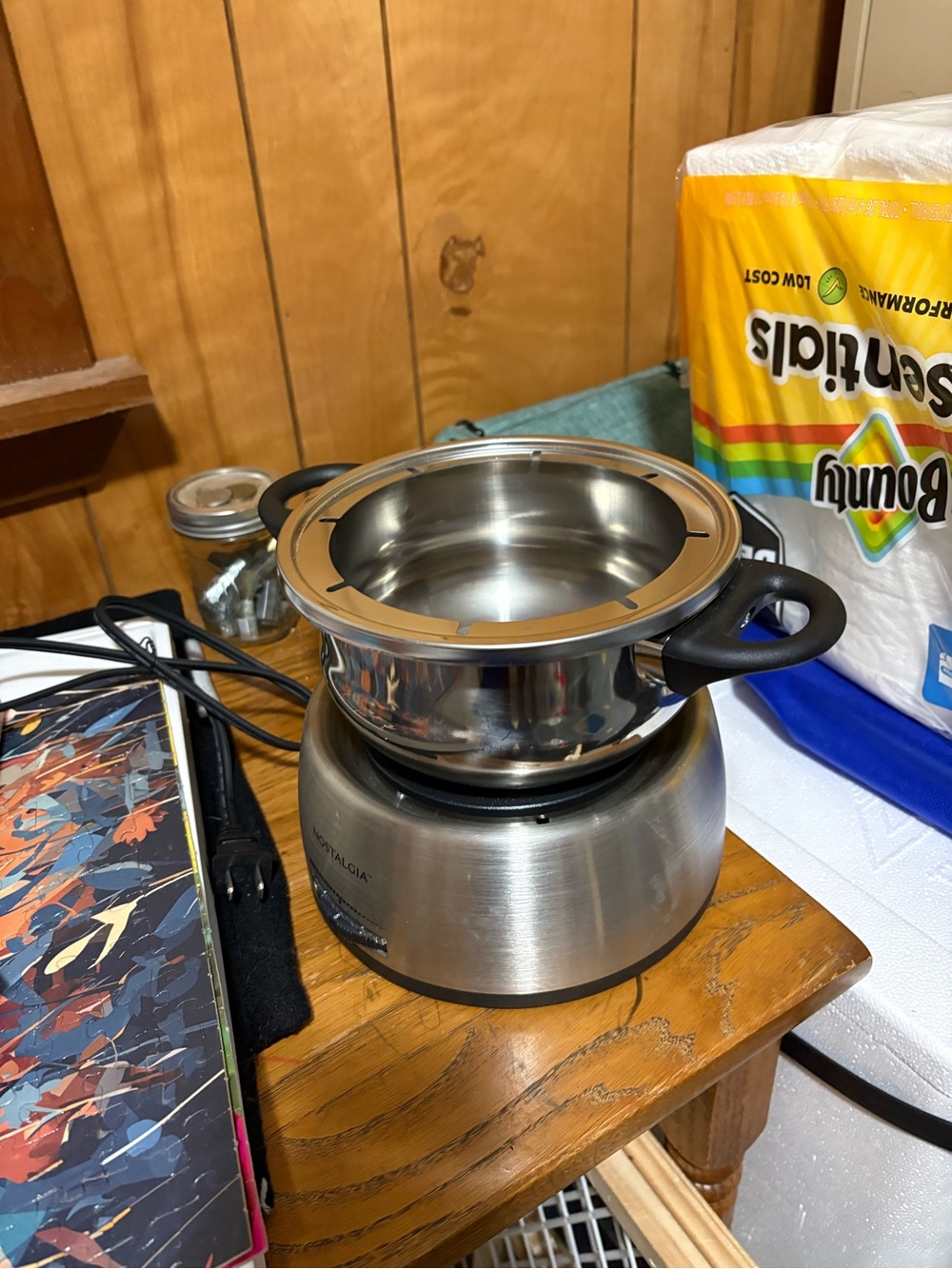 Nostalgia Stainless Steel Fondue Pot with Black Handles - Silver